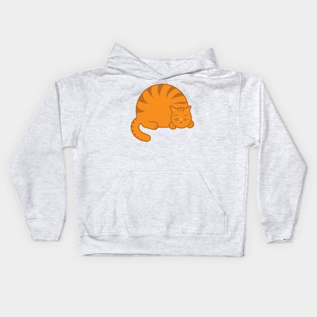 Sleepy Chubby Kitty - Orange Kids Hoodie by Kristal Stittle